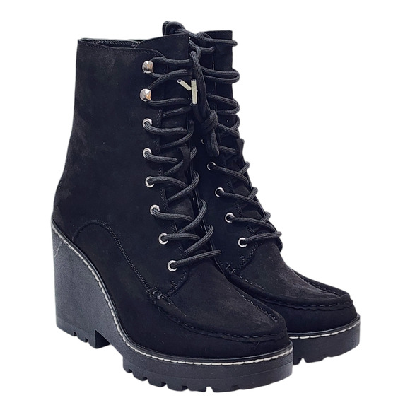 Cool Planet By Steve Maden Marsh Boots‎ Size 10 M Black Wedge Booties - Picture 4 of 16